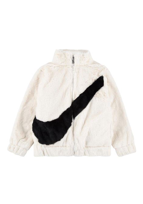 BIG SWOOSH FAUX FUR JACKET WHITE LITTLE GIRL NIKE | Jackets | 36J828-782
