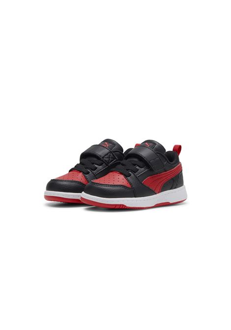 Puma Rebound V6 Low AC Shoes Black Red Infant PUMA | Sneakers | 397420-11