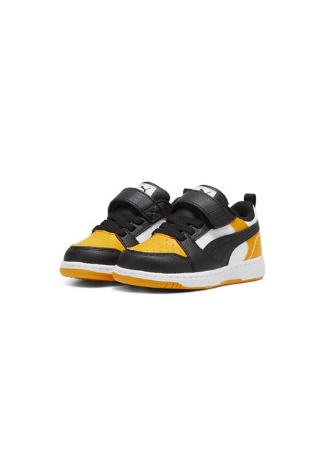 Puma Rebound V6 Low AC Shoes Black White Yellow Infant PUMA | Sneakers | 397420-18