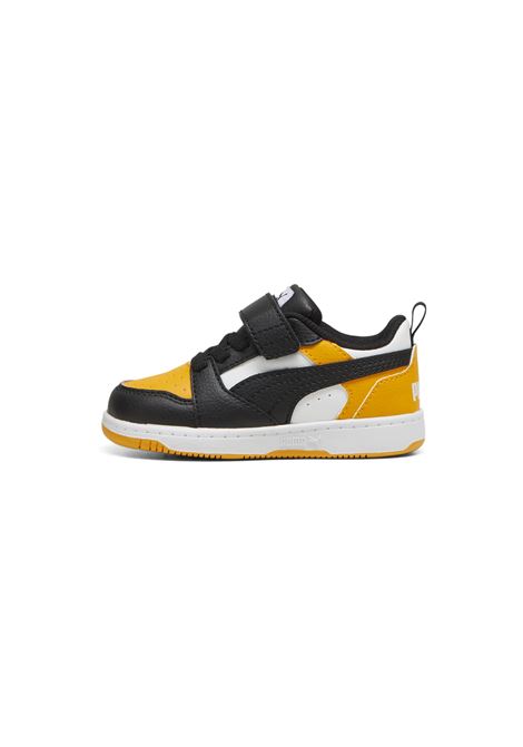 Puma Rebound V6 Low AC Shoes Black White Yellow Infant PUMA | Sneakers | 397420-18