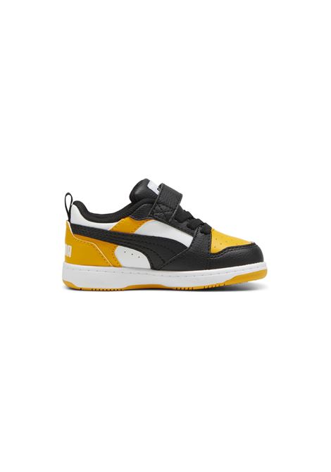 Puma Rebound V6 Low AC Shoes Black White Yellow Infant PUMA | Sneakers | 397420-18