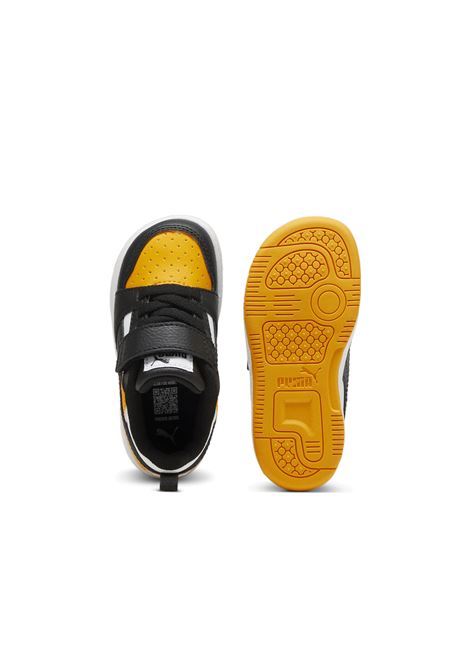 Puma Rebound V6 Low AC Shoes Black White Yellow Infant PUMA | Sneakers | 397420-18