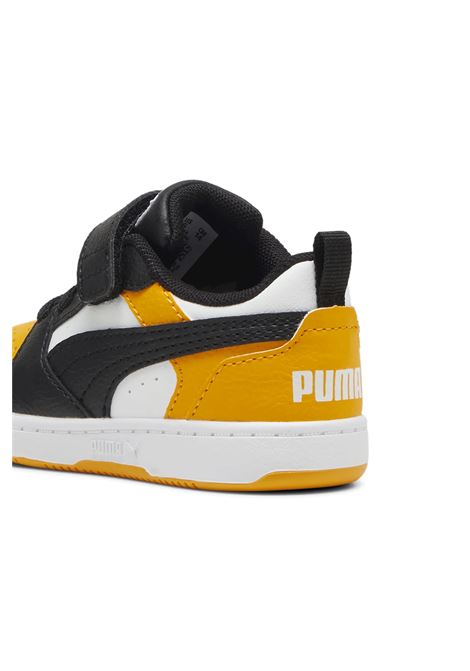 Puma Rebound V6 Low AC Shoes Black White Yellow Infant PUMA | Sneakers | 397420-18