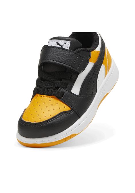 Puma Rebound V6 Low AC Shoes Black White Yellow Infant PUMA | Sneakers | 397420-18