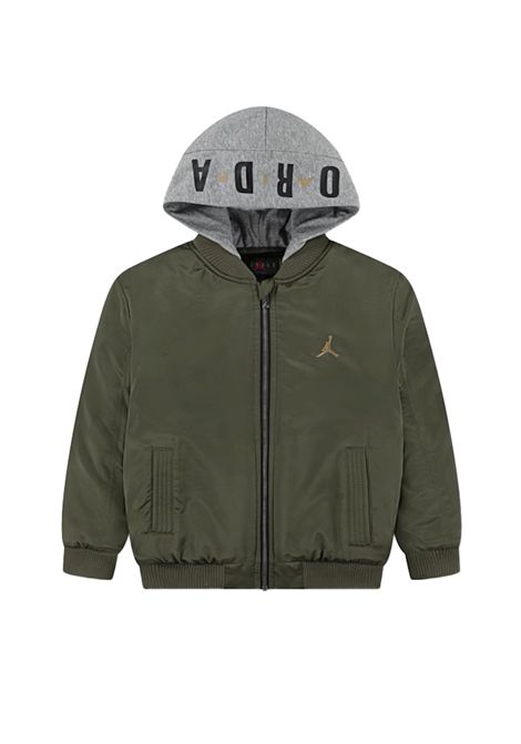 Jordan Big Logo Hooded Bomber Olive Green Grey Junior JORDAN | Jackets | 95D647-E6F