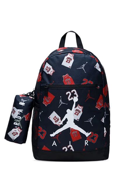 Jordan Air School Backpack with Pencil Case Black Red White Unisex JORDAN | Backpacks | 9B0503-W0G