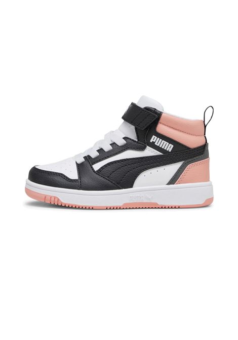 Puma Rebound V6 Shoes White Black Pink Kids PUMA | Sneakers | 393832-07