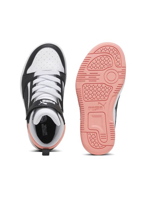 Puma Rebound V6 Shoes White Black Pink Kids PUMA | Sneakers | 393832-07