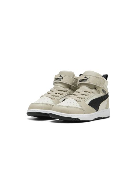 Puma Rebound V6 Mid AC+ Shoes White Beige Black Infant PUMA | Sneakers | 396542-30