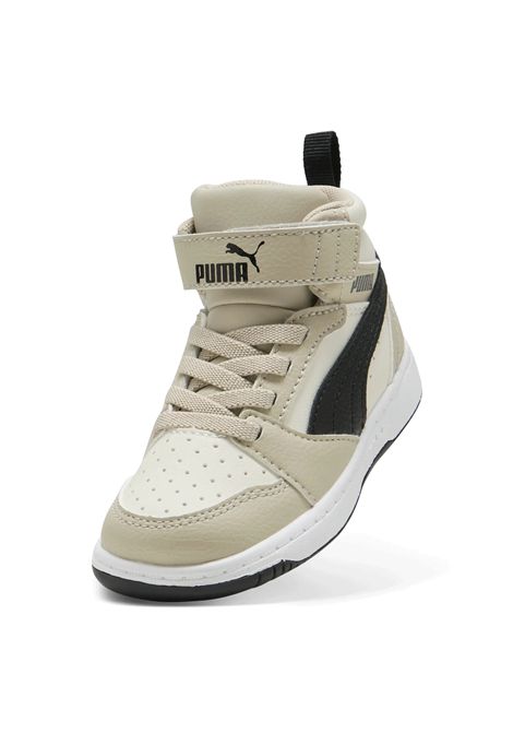 Puma Rebound V6 Mid AC+ Shoes White Beige Black Infant PUMA | Sneakers | 396542-30