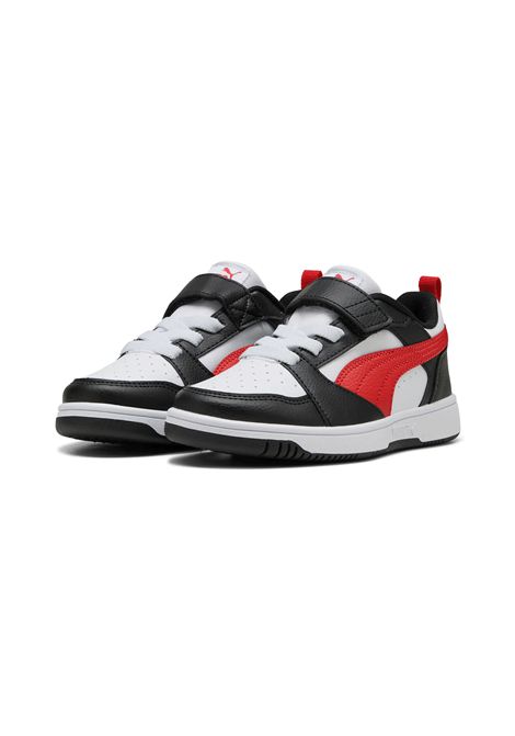 Scarpe Puma Rebound V6 Low AC Bianco Nero Rosso Bambini PUMA | Sneakers | 397419-04
