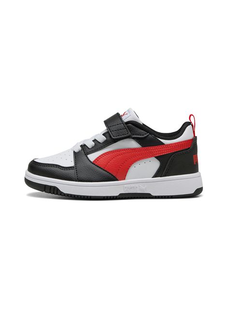 Scarpe Puma Rebound V6 Low AC Bianco Nero Rosso Bambini PUMA | Sneakers | 397419-04