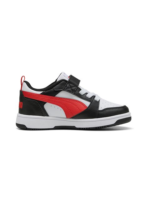 Scarpe Puma Rebound V6 Low AC Bianco Nero Rosso Bambini PUMA | Sneakers | 397419-04