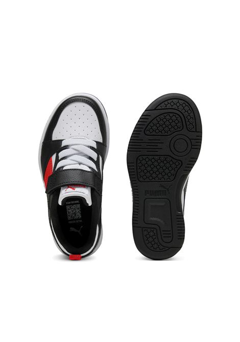 Scarpe Puma Rebound V6 Low AC Bianco Nero Rosso Bambini PUMA | Sneakers | 397419-04