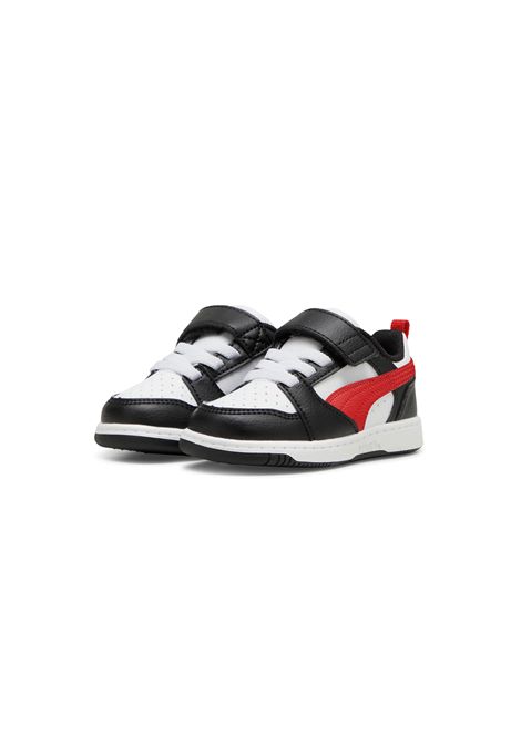 Puma Rebound V6 Low AC Shoes White Black Red Infant PUMA | Sneakers | 397420-04