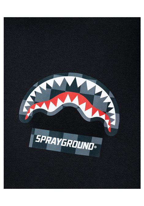 Felpa Sprayground Checkered Shark con Cappuccio Nero Uomo SPRAYGROUND | Felpe | SP678-BLK