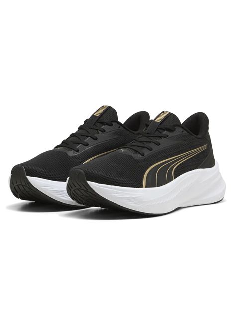 Puma Maxstride Lite Running Shoes Black White Gold Women PUMA | Sneakers | 313497-07
