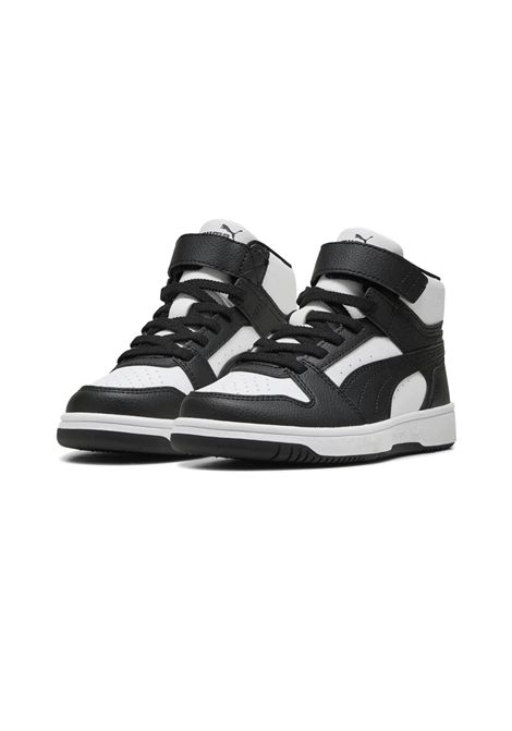 Puma Rebound Slam Mid Shoes White Black Kids PUMA | Sneakers | 408801-01