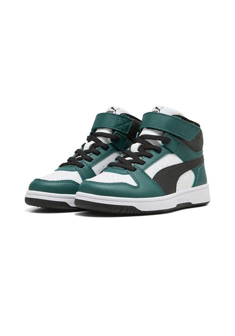 Puma Rebound Slam Mid Shoes White Green Black Kids PUMA | Sneakers | 408801-05
