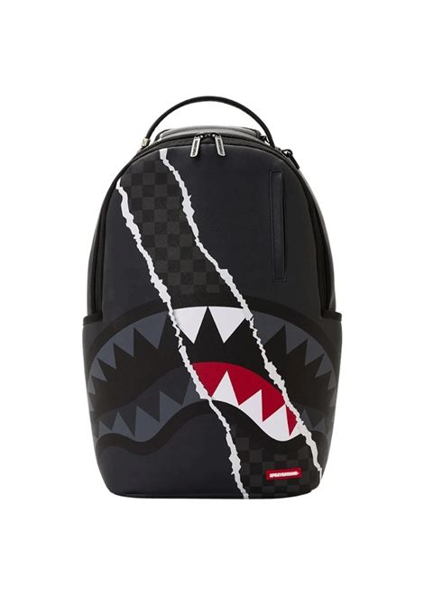 Sprayground Center Rip Revealing Gray Check Backpack Black Unisex SPRAYGROUND | Backpacks | 910B8502NSZ-