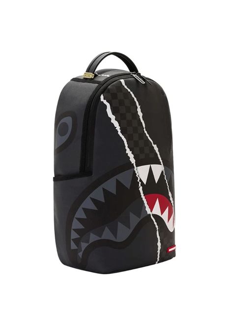 Sprayground Center Rip Revealing Gray Check Backpack Black Unisex SPRAYGROUND | Backpacks | 910B8502NSZ-