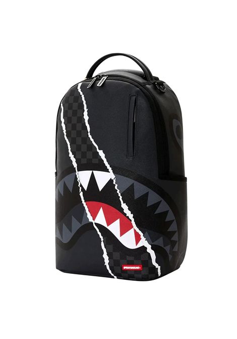 Sprayground Center Rip Revealing Gray Check Backpack Black Unisex SPRAYGROUND | Backpacks | 910B8502NSZ-
