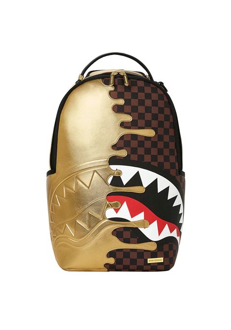 Sprayground Sharks In Paris Gold Drip Backpack Gold Brown Unisex SPRAYGROUND | Backpacks | 910B9250NSZ-