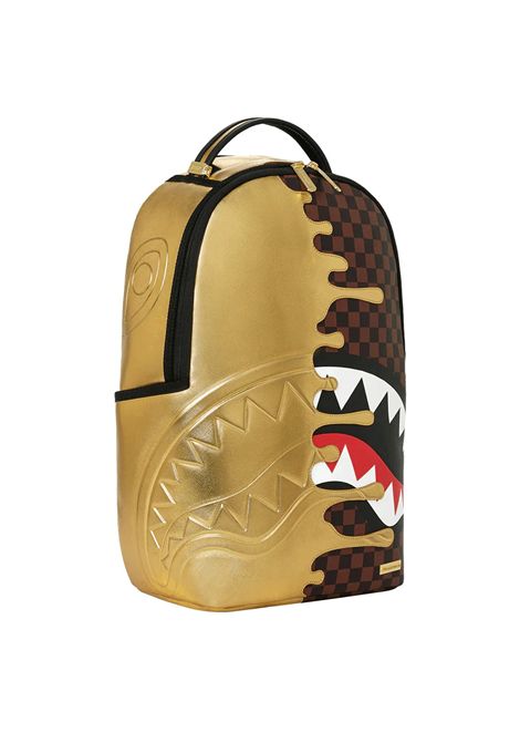 Sprayground Sharks In Paris Gold Drip Backpack Gold Brown Unisex SPRAYGROUND | Backpacks | 910B9250NSZ-