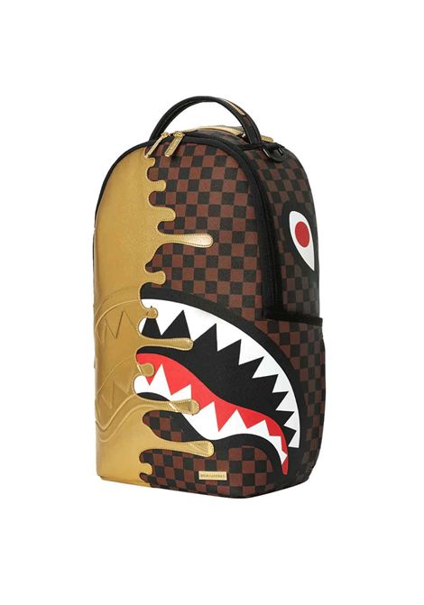 Sprayground Sharks In Paris Gold Drip Backpack Gold Brown Unisex SPRAYGROUND | Backpacks | 910B9250NSZ-