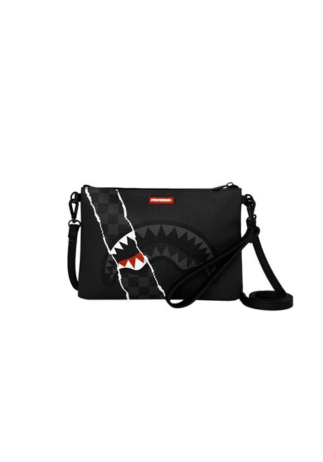 Sprayground Center Rip Revealing Gray Check Crossover Clutch Black Unisex SPRAYGROUND | Pochette | 910B9350NSZ-