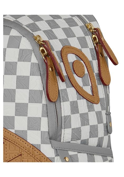 Sprayground Embossed Cream Check Savage Backpack Grey Cream Unisex SPRAYGROUND | Backpacks | 910B9396NSZ-