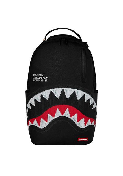 Sprayground Shark Central Black Embroidered Shark Backpack Black  Unisex SPRAYGROUND | Backpacks | 910B9629NSZ-