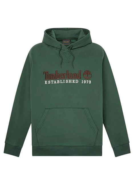 Felpa Timberland con Logo Established 1973 Ricamato e Cappuccio Verde Uomo TIMBERLAND | Felpe | TBC0YHB6-398