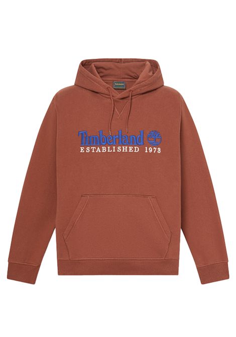 Felpa Timberland con Logo Established 1973 Ricamato e Cappuccio Marrone Uomo TIMBERLAND | Felpe | TBC0YHB6-AIM