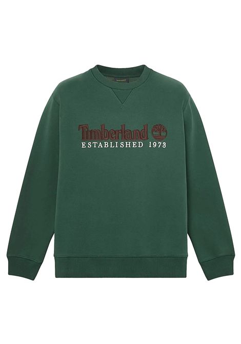 Felpa Timberland con Logo Established 1973 Ricamato Girocollo Verde Uomo TIMBERLAND | Felpe | TBC0YHB7-398