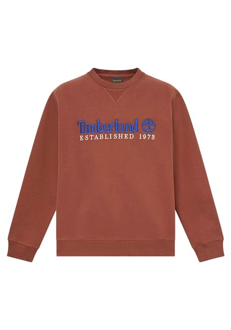 Felpa Timberland con Logo Established 1973 Ricamato Girocollo Marrone Uomo TIMBERLAND | Felpe | TBC0YHB7-AIM