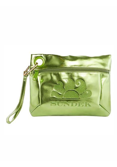 Pochette Sundek con Logo Laminata Verde Donna SUNDEK | Pochette | AW416ABPU7LA-267LA