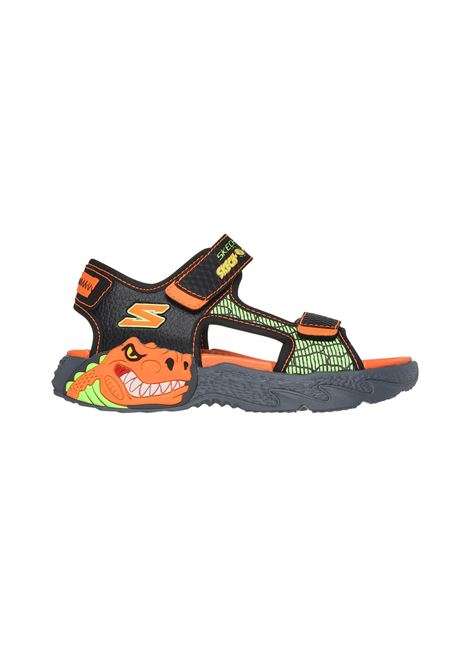 Sandali Skechers S-Lights Creature Splash Nero Arancione Bambini SKECHERS | Sandali skechers | 400614L-BKOR