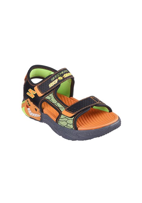 Sandali Skechers S-Lights Creature Splash Nero Arancione Bambini SKECHERS | Sandali skechers | 400614L-BKOR