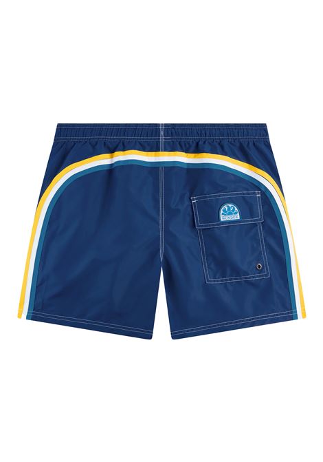 Sundek Iconic Taffeta Stretch Waist Swim Trunks Dark Blue Men SUNDEK | Swimwear | M504BDTA100-A1701