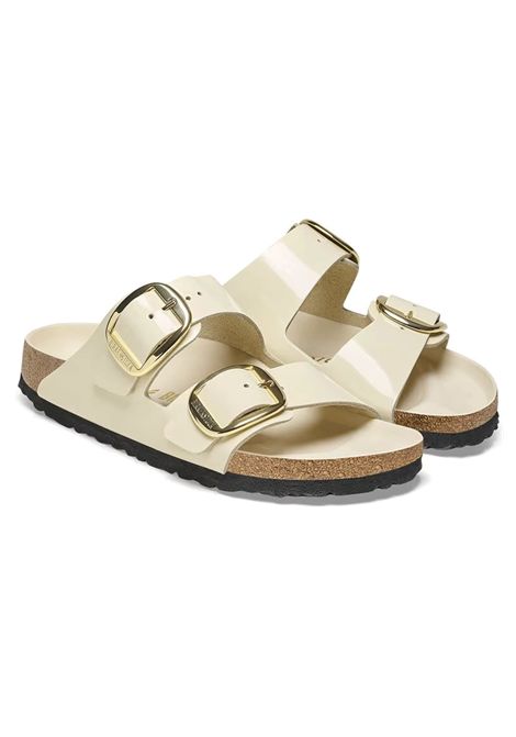 Birkenstock Arizona Big Buckle Natural Patent Leather High-Shine Ecru Women BIRKENSTOCK | Sandals | 1026128-SAND