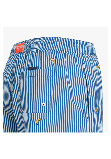 Sun68 Striped Swim Pant with Small Bananas Embroidery Blue White Men SUN68 | Swimwear | H35112-5801