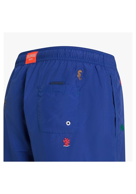 Sun68 Small Coral Embroidery Swim Pant Royal Blue Men SUN68 | Swimwear | H35112-58