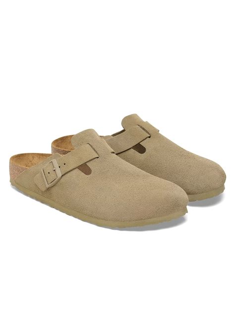 Birkenstock Boston Suede Leather Sandals Faded Khaki Unisex BIRKENSTOCK | Sandals | 1025844-KHAKI