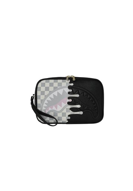 Sprayground Cream Check Side Drip Toiletry Brick Black Cream Unisex SPRAYGROUND | Pochette | 910B8918NSZ-