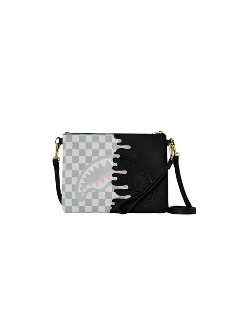 Sprayground Cream Check Side Drip Crossover Clutch Black Cream Unisex SPRAYGROUND | Pochette | 910B8919NSZ-