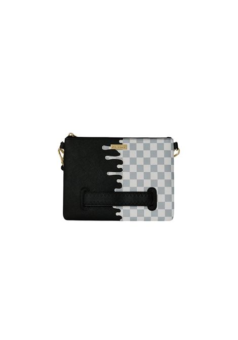 Sprayground Cream Check Side Drip Crossover Clutch Black Cream Unisex SPRAYGROUND | Pochette | 910B8919NSZ-