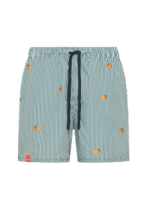 Costume Sun68 a Righe con Ricami Arance Verde Bianco Uomo SUN68 | Costumi | H36111-3701