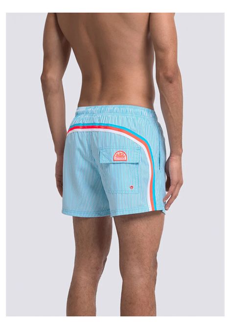 Sundek Juicy Stripes Printed and Fruit Embroidery Boardshort Lunar Blue Men SUNDEK | Swimwear | M504BDRT3JI-A61JI