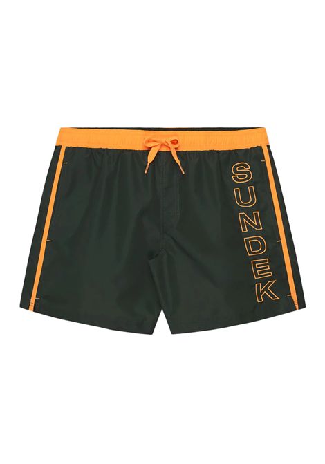 Costume Sundek Iconic Taffetà con Piping a contrasto Verde Pino Arancione Uomo SUNDEK | Costumi | M732BDTA100-55102